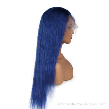 180% density Hair ombre extension colored wigs human hair blue lace front wig blue lace wigs